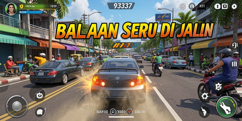 Screenshot gameplay balapan yang menegangkan di 93337.