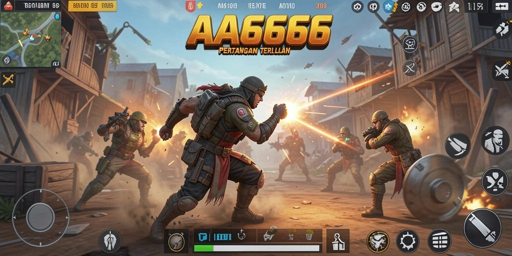 Tangkapan layar dari gameplay seru AA666 dalam pertarungan Battle Royale.