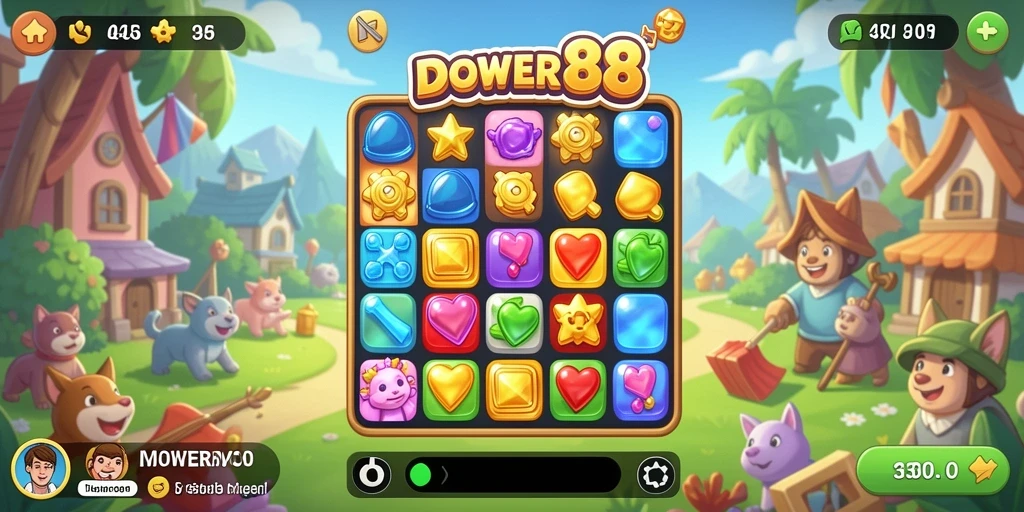 Tampilan menarik DOWER88 dengan gameplay seru Match-3.