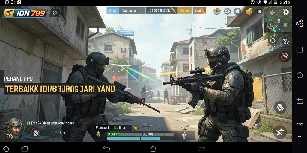 Screenshot utama IDN789 menampilkan aksi seru dalam pertempuran FPS.