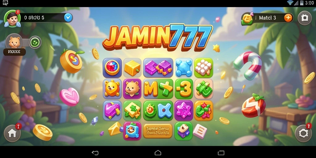 Tampilan menarik dari permainan Match-3 JAMIN777 yang penuh warna.