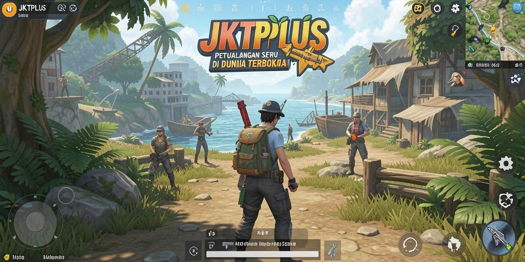 Screenshot gameplay <strong>JKTPLUS</strong> yang menunjukkan dunia terbuka yang menarik.