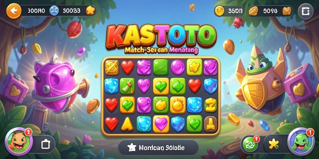 Tampilan gameplay KASTOTO dengan elemen Match-3 yang seru.