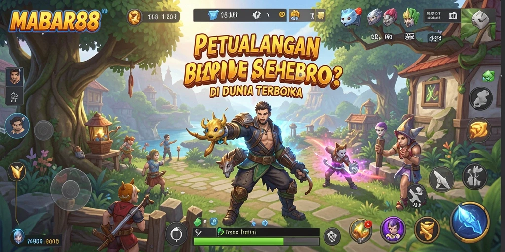 Screenshot gameplay MABAR88 yang menampilkan dunia terbuka yang menakjubkan.