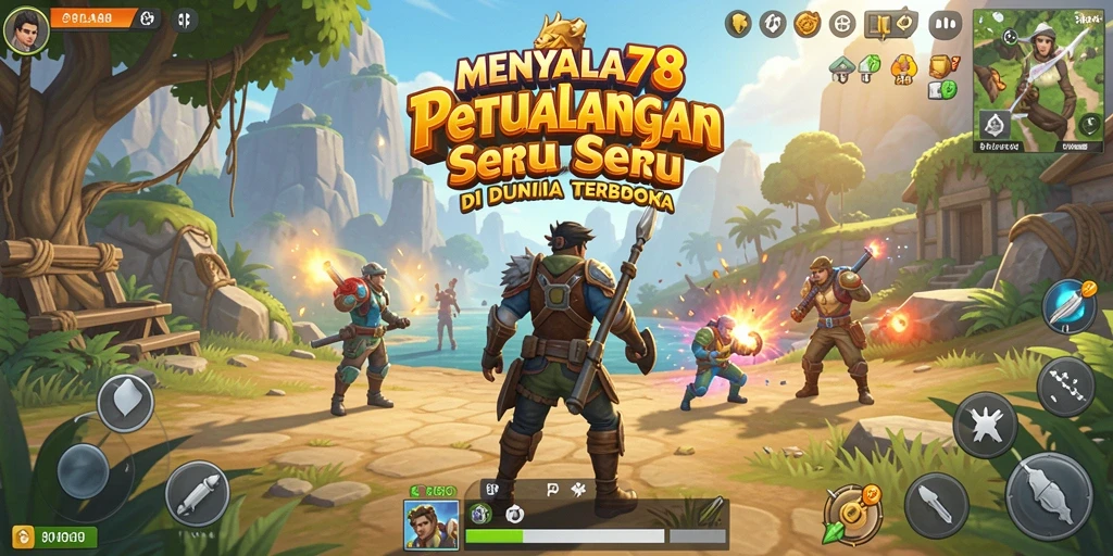Screenshot MENYALA78 memperlihatkan petualangan di dunia Open World yang penuh warna.