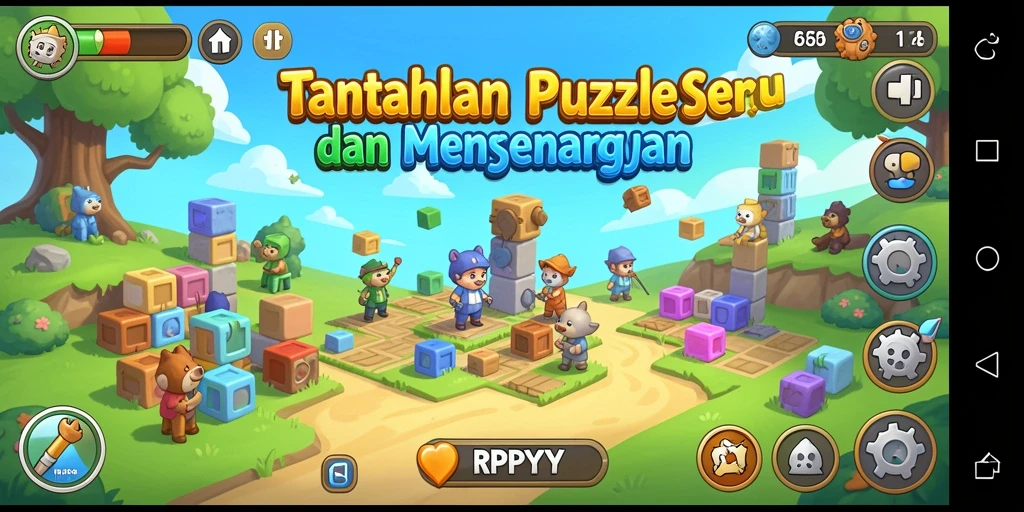Screenshot gameplay RPYYY menampilkan teka-teki yang menantang dan grafis memukau.