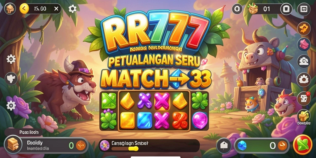 Screenshot gameplay RR777 yang menampilkan aksi Match-3 yang seru.