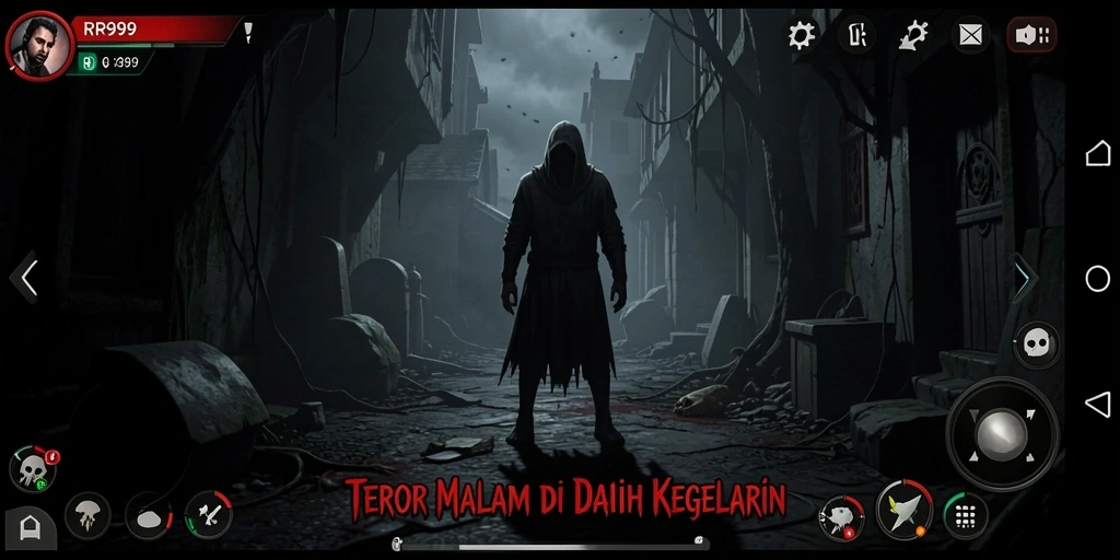 Screenshot permainan RR999 menampilkan suasana Horror yang mencekam.