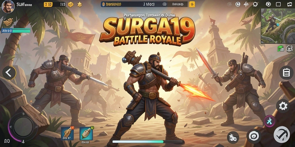 Tangkapan layar SURGA19 menampilkan aksi pertarungan yang mendebarkan di arena Battle Royale.
