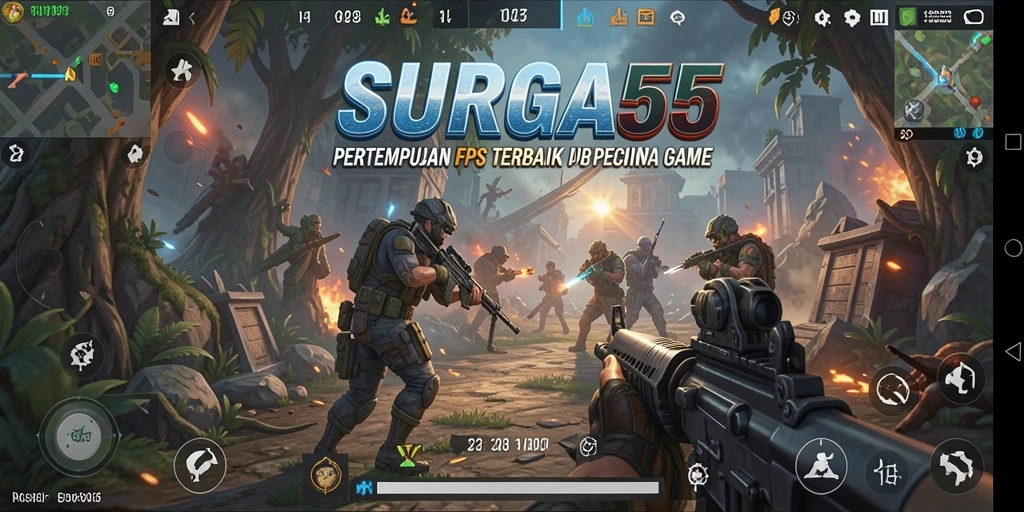 Gameplay intens SURGA55 dengan aksi menegangkan dan strategi yang mendalam.