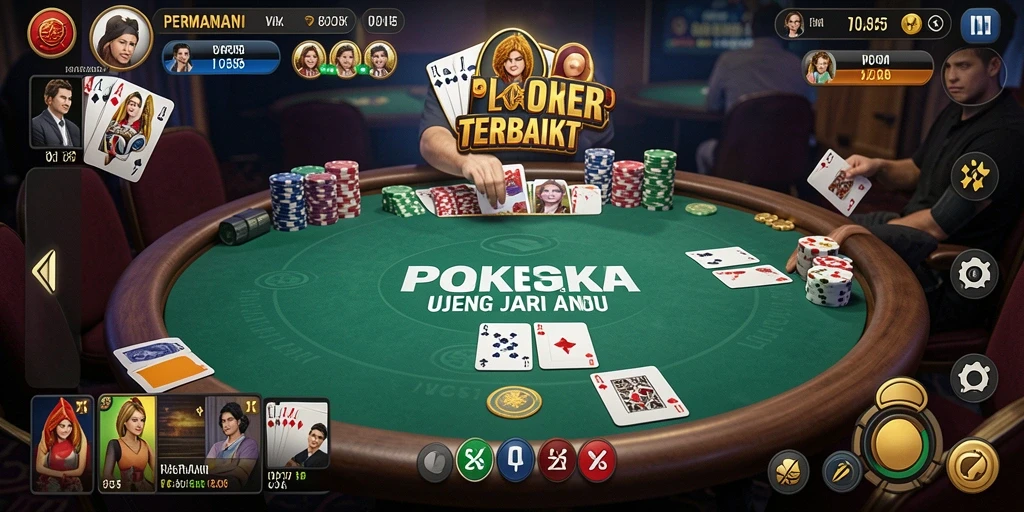 Gambar layar utama VC55 menunjukkan aksi seru permainan Poker.